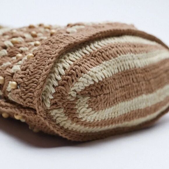 ZARA RUFFLED CROCHET SHOPPER HANDBAG - Picture 9 of 10